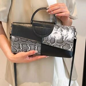 Snake Print Flap Crossbody Bag